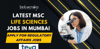 Latest MSc Life Sciences Jobs in Mumbai - Apply for Regulatory Affairs Jobs at Teva Pharmaceuticals