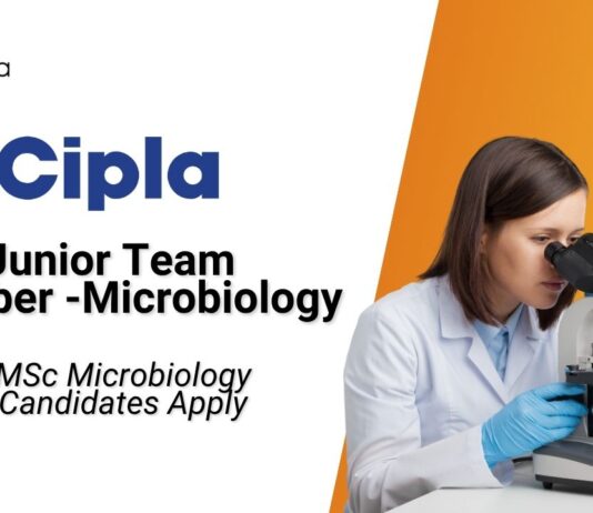 Latest MSc Microbiology Jobs at Cipla l Apply Now for Junior Team Member Role
