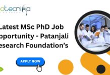 Latest MSc PhD Job Opportunity