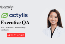 Latest QA Job at Actylis for MSc. Life Science Biotechnology Candidates, Apply Now