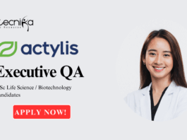 Latest QA Job at Actylis for MSc. Life Science Biotechnology Candidates, Apply Now