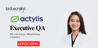 Latest QA Job at Actylis for MSc. Life Science Biotechnology Candidates, Apply Now