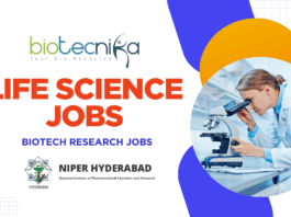 Life Science Jobs at ICMR - Biotech Research Jobs at NIPER Hyderabad