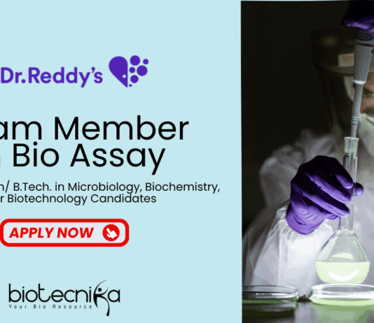 MSc/MTech Microbiology Job at Dr. Reddy's Laboratories -  Apply Now for the Team member Role