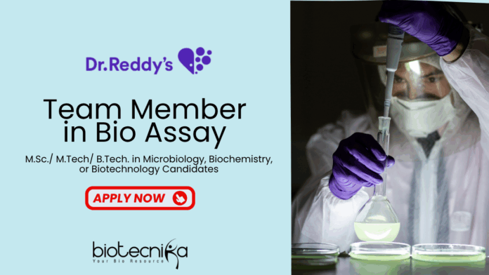MSc/MTech Microbiology Job at Dr. Reddy's Laboratories -  Apply Now for the Team member Role