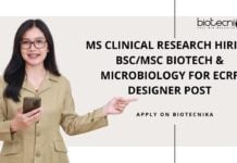 MS Clinical Research Hiring BSc/MSc Biotech
