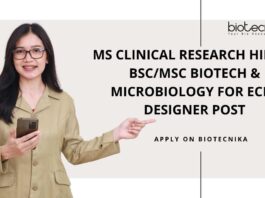 MS Clinical Research Hiring BSc/MSc Biotech
