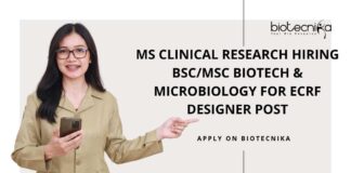MS Clinical Research Hiring BSc/MSc Biotech