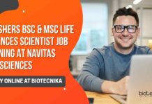 Freshers BSc Life Science Job