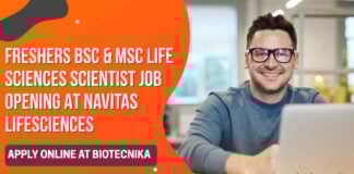 Freshers BSc Life Science Job