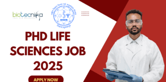 PhD Life Sciences Job 2025 Govt Research Vacancy at NISER, Bhubaneswar