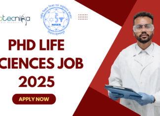 PhD Life Sciences Job 2025 Govt Research Vacancy at NISER, Bhubaneswar