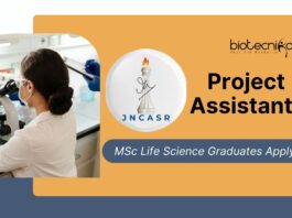 Project Assistant Job Role at JNCASR –  MSc Life Science Graduates Apply