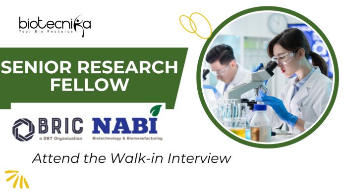Latest Bioinformatics Research Jobs | Apply Now for the Senior Research Fellow at NABI