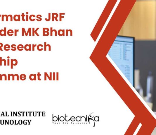 Bioinformatics JRF Post at NII