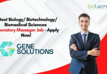 Latest Biology/ Biotechnology/ Biomedical Sciences Laboratory Manager Job - Apply Now!