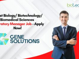 Latest Biology/ Biotechnology/ Biomedical Sciences Laboratory Manager Job - Apply Now!