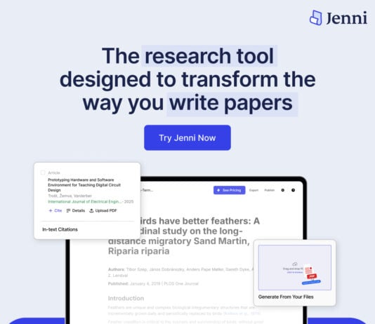 Jenni AI - A writing assistant customised for academic and research writing!