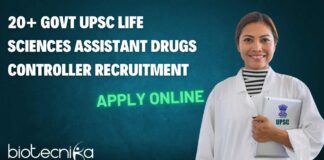Govt Biotech Job Openings at UPSC