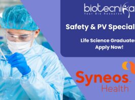Safety & PV Specialist ILife Science Graduates Apply Now!
