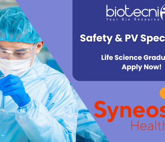 Safety & PV Specialist ILife Science Graduates Apply Now!