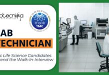 TMC Lab Technician Job – BSc Life Science Candidates Attend the Walk-In-Interview