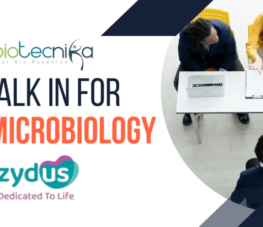 Zydus Baddi Walk-In for QC Microbiology Jobs