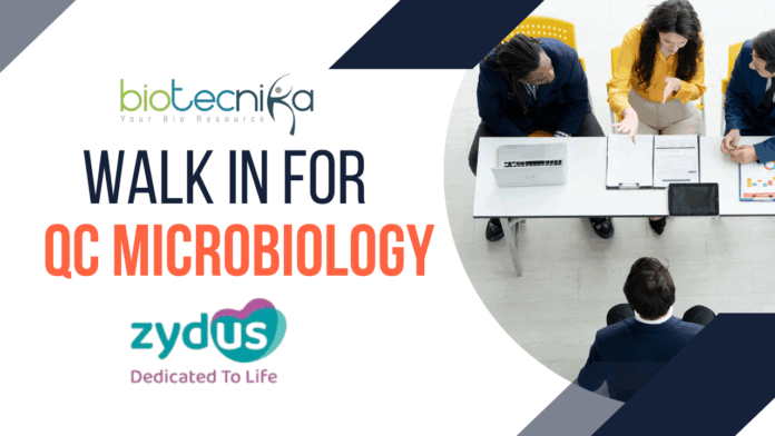 Zydus Baddi Walk-In for QC Microbiology Jobs