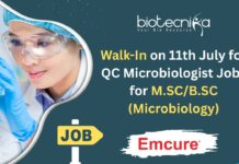 Emcure Pharma Walk-In-Drive Ahmedabad - QC Microbiology Jobs