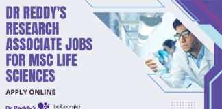 Life Sciences Latest Jobs MSc at Dr Reddy's