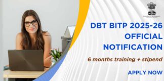 DBT BITP 2025-26 Application Form