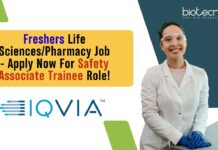 Freshers Life Sciences/Pharmacy Job - Apply Now For Safety Associate Trainee Role!