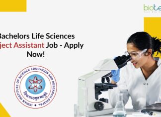 Life Science BSc Jobs as Project Assistant at IISER Bhopal