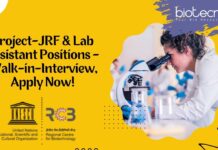 Project-JRF & Lab Assistant Positions - Walk-in-Interview, Apply Now!