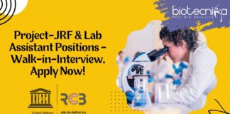 Project-JRF & Lab Assistant Positions - Walk-in-Interview, Apply Now!