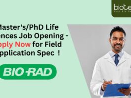 Master's/PhD Life Sciences Job Opening - Apply Now for Field Application Spec !