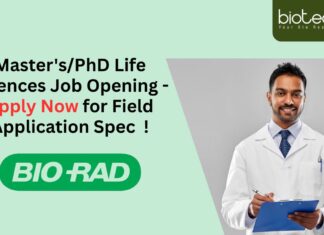 Master's/PhD Life Sciences Job Opening - Apply Now for Field Application Spec !