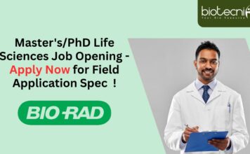 Master's/PhD Life Sciences Job Opening - Apply Now for Field Application Spec !