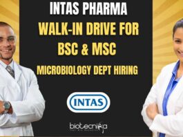 Intas Pharma Goa Walk-In Drive For BSc & MSc
