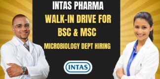 Intas Pharma Goa Walk-In Drive For BSc & MSc