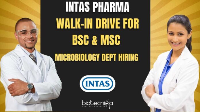 Intas Pharma Goa Walk-In Drive For BSc & MSc