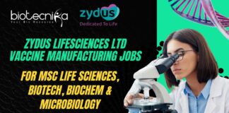 MSc Biotechnology Jobs Zydus