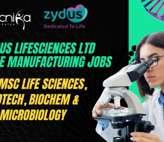 MSc Biotechnology Jobs Zydus