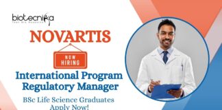 BSc Life Science Jobs at Novartis | Apply Now For The International Program Regulatory Manager (IPRM) Role