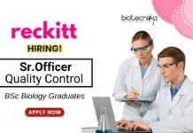 Biology Jobs at Reckitt BSc Graduates Apply Now for the Sr. Officer - Quality Control Role