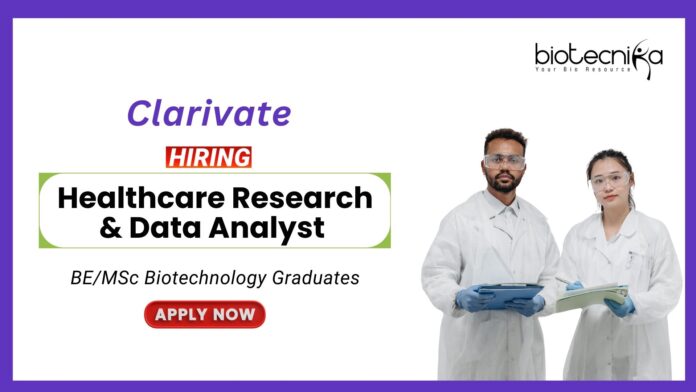 Biotechnology Jobs at Clarivate Apply Now for the Associate Healthcare Research & Data Analyst Role