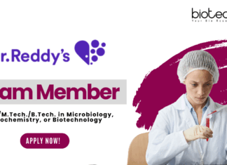 Biotechnology Jobs at Dr. Reddy’s Laboratories - M.Sc M.TechB. Tech Graduates Apply Online