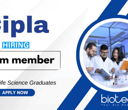 Life Science Jobs at Cipla | BSc Graduates Apply Now for the Team Member Position