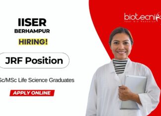 JRF Vacancy at IISER Berhampur | BSc Biological Science Graduates Apply Online