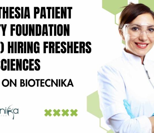 Freshers Life Science Roles at Anesthesia Patient Safety Foundation (APSF)